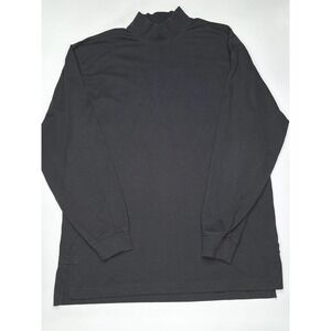 Duluth Trading Co Longtail T Mock Neck Long Sleeve‎ Cotton Shirt Mens M Black